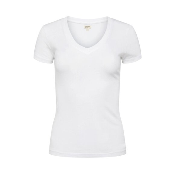 L'Agence Becca White V-Neck Short Sleeve T-Shirt 100% Cotton Made In USA XS - Picture 1 of 6